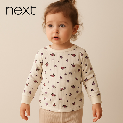 FLORAL LINING FABRIC WHITE T -SHIRT