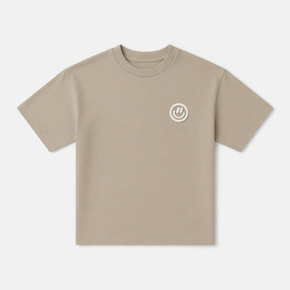 SMILEY LIGHY BROWN APPLIQUÉ T-SHIRT
