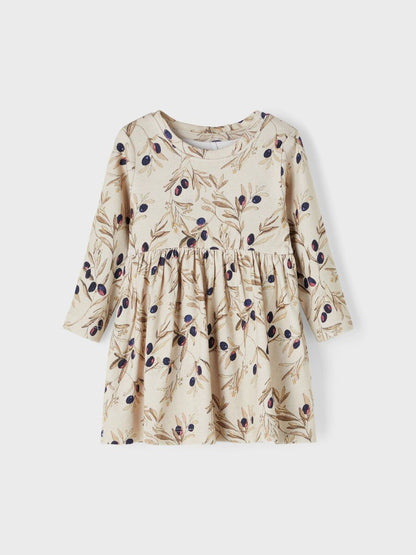 OLIVE FLOWER SOFT FABRIC FROCK