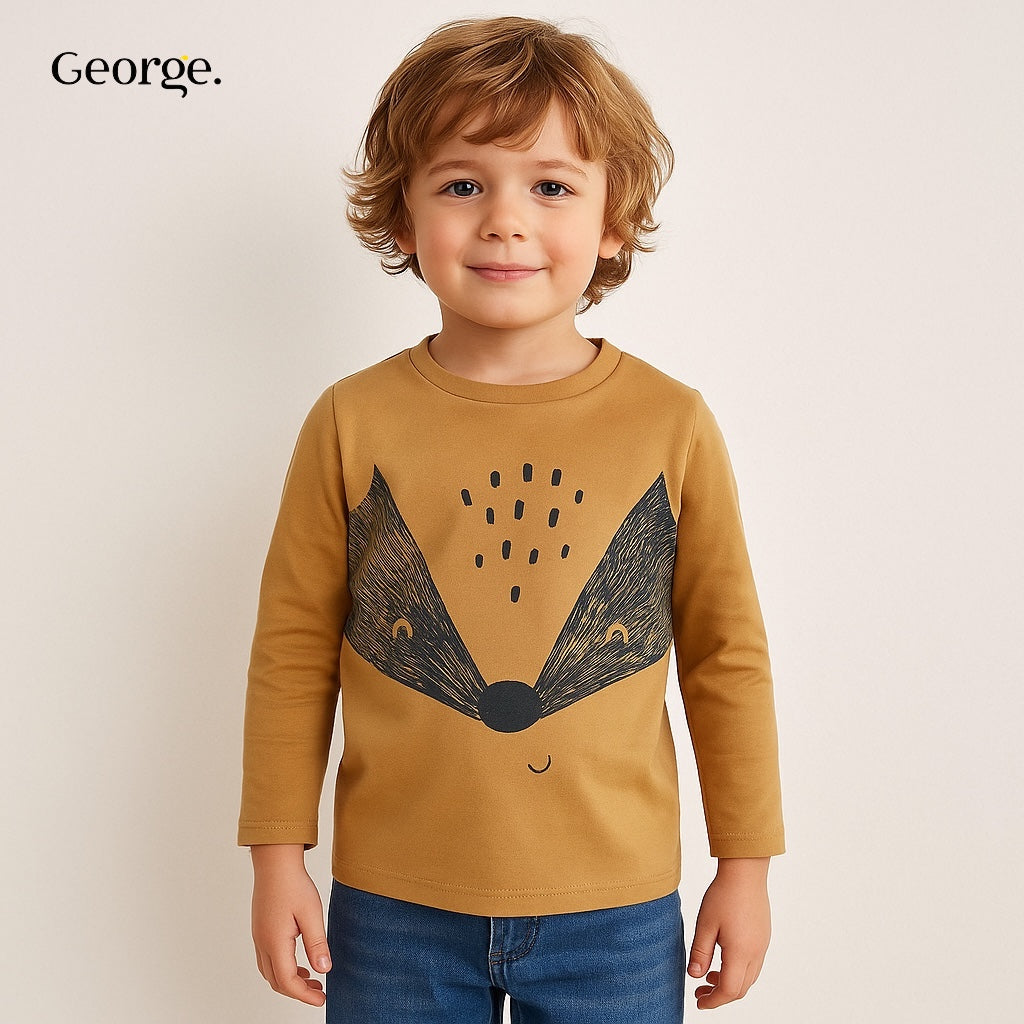 PRINTED BROWN T-SHIRT
