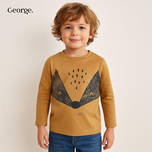 PRINTED BROWN T-SHIRT