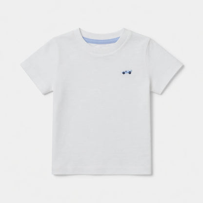 CAR EMBROIDERY WHITE T-SHIRT