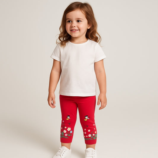 FLORAL STYLE RED LEGGING