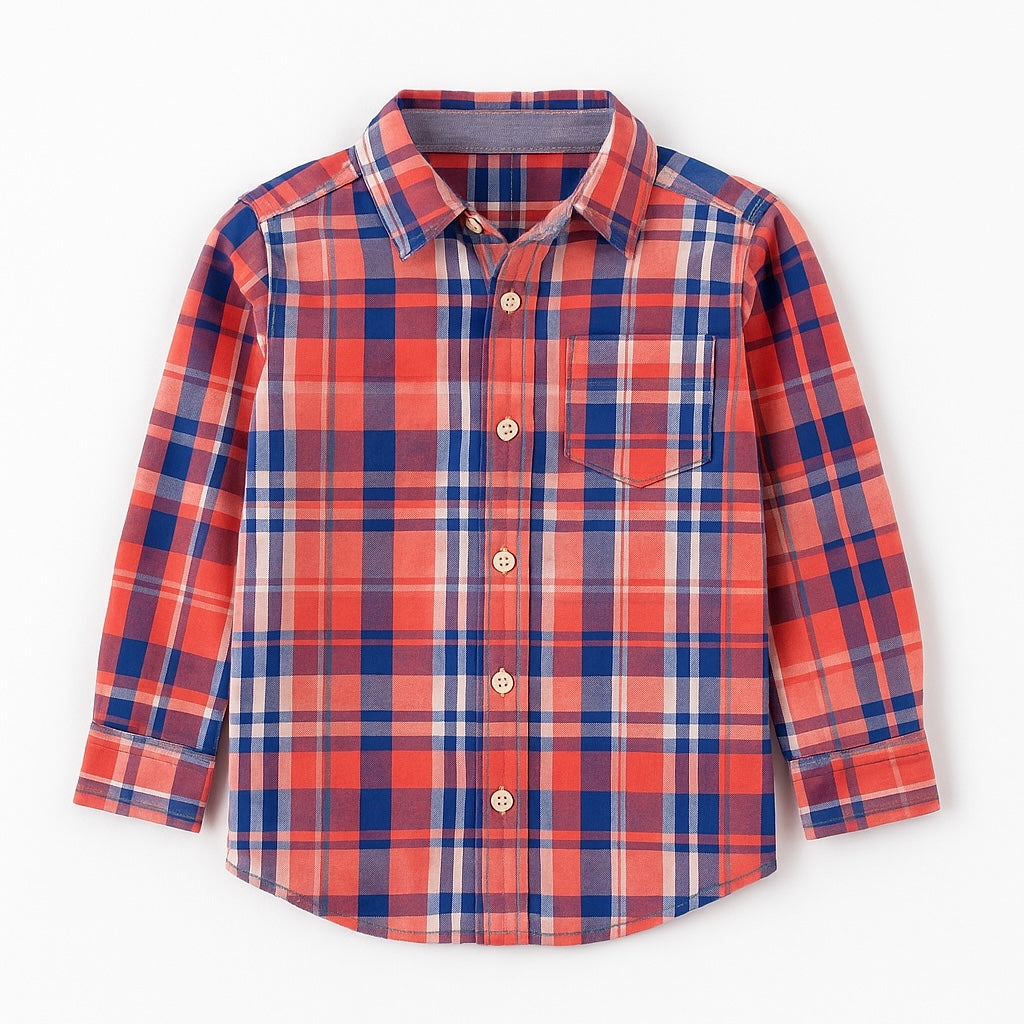 ORANGE CHECK CASUAL SHIRT