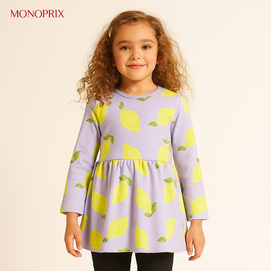 Can a Lemon Print on Purple Be the Cutest Trend for Baby Girl Dresses?