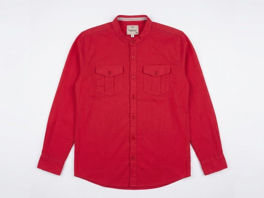 RED POCKET STYLE CASUAL SHIRT