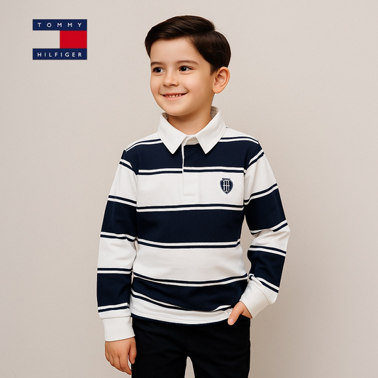 BLACK AND WHITE STRIPE POLO SHIRT