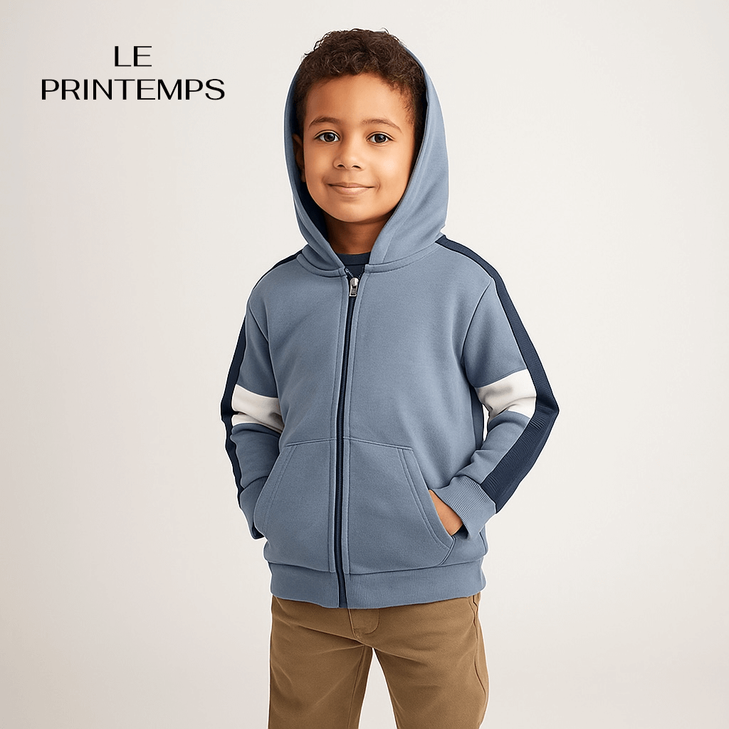 STRIPE STYLE ZIPPER HOOD