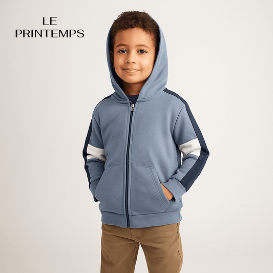 STRIPE STYLE ZIPPER HOOD