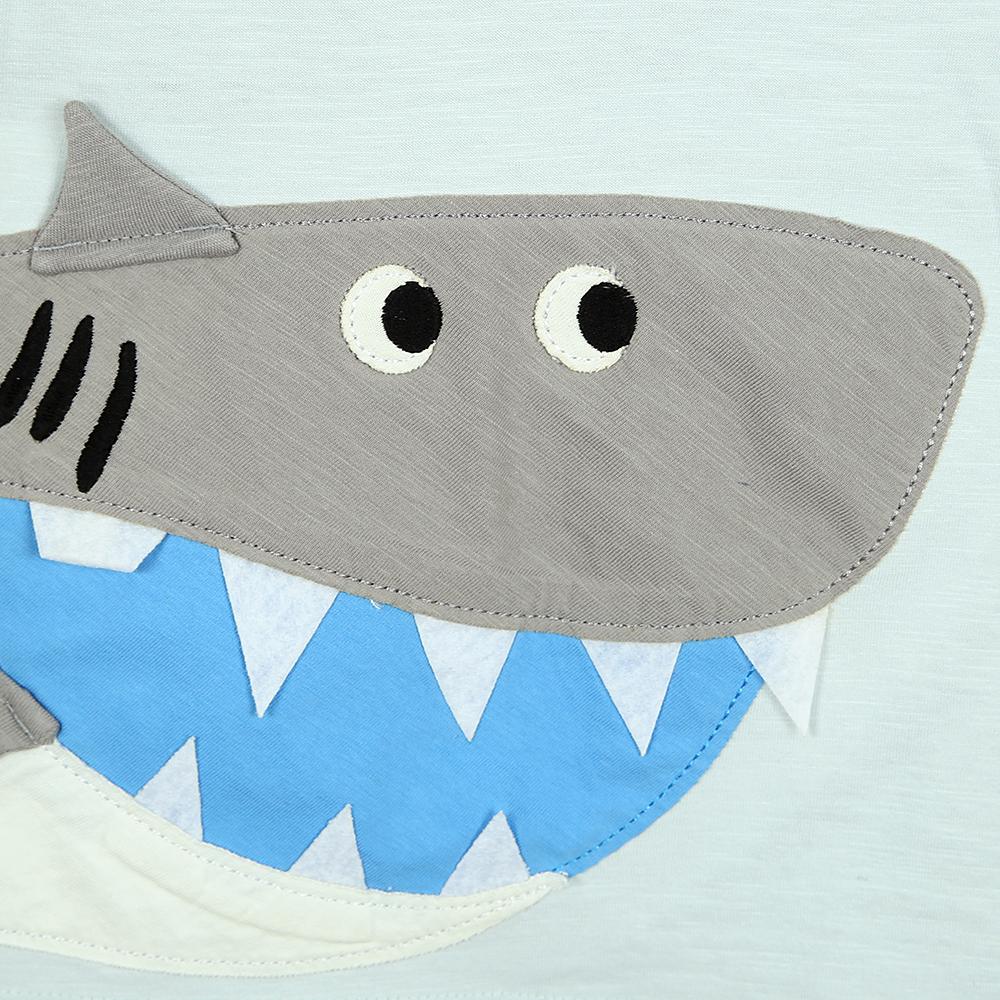 Shark appliqué light blue t-shirt