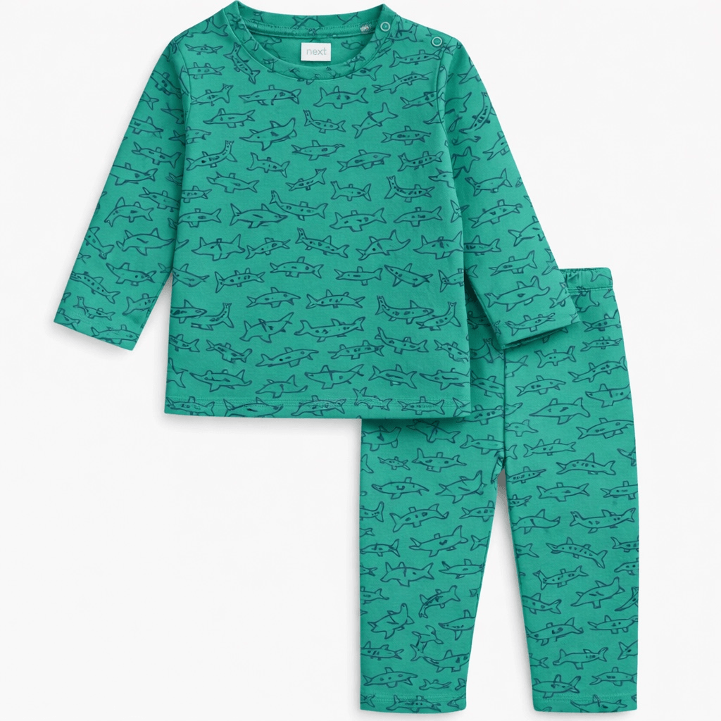 SHARK ALLOVER PRINT 2pc SET GREEN