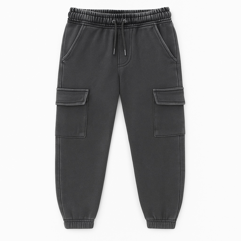 FADED GREY POCK STYLE DENIM TROUSER