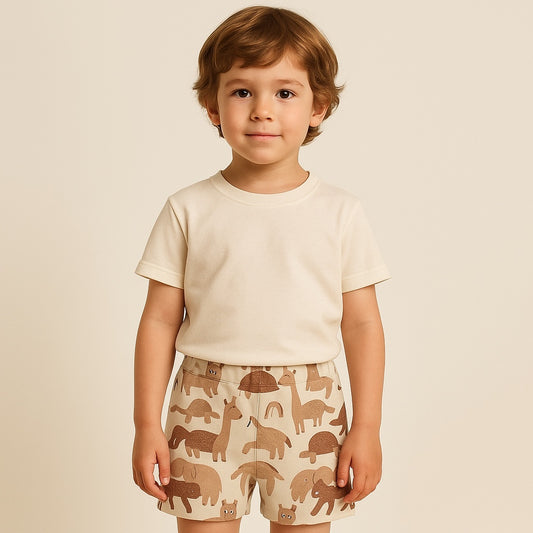 Jungle print light brown shorts