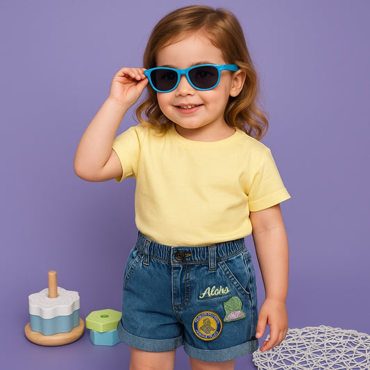 Badge Embroidery Denim Shorts