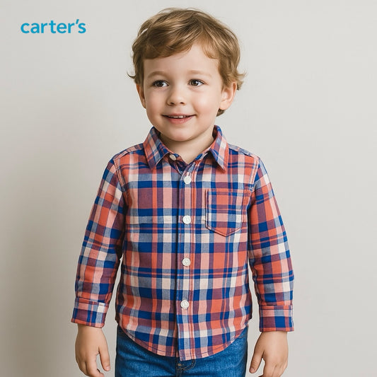 ORANGE CHECK CASUAL SHIRT