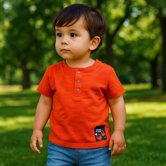BUTTON DOWN ORANGE T-SHIRT