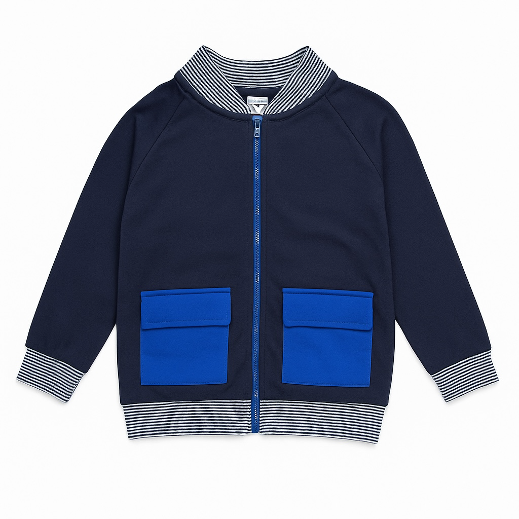 BASEBALL ZIPPER JACKET NAVY BLUE