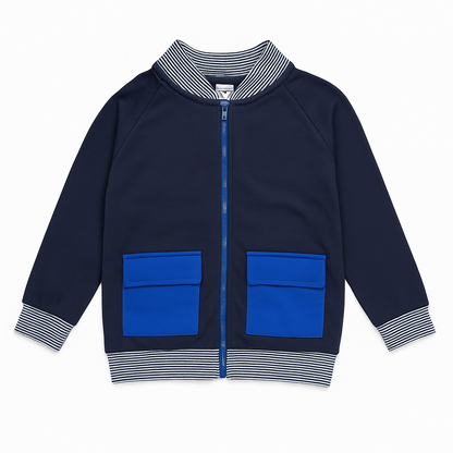 BASEBALL ZIPPER JACKET NAVY BLUE