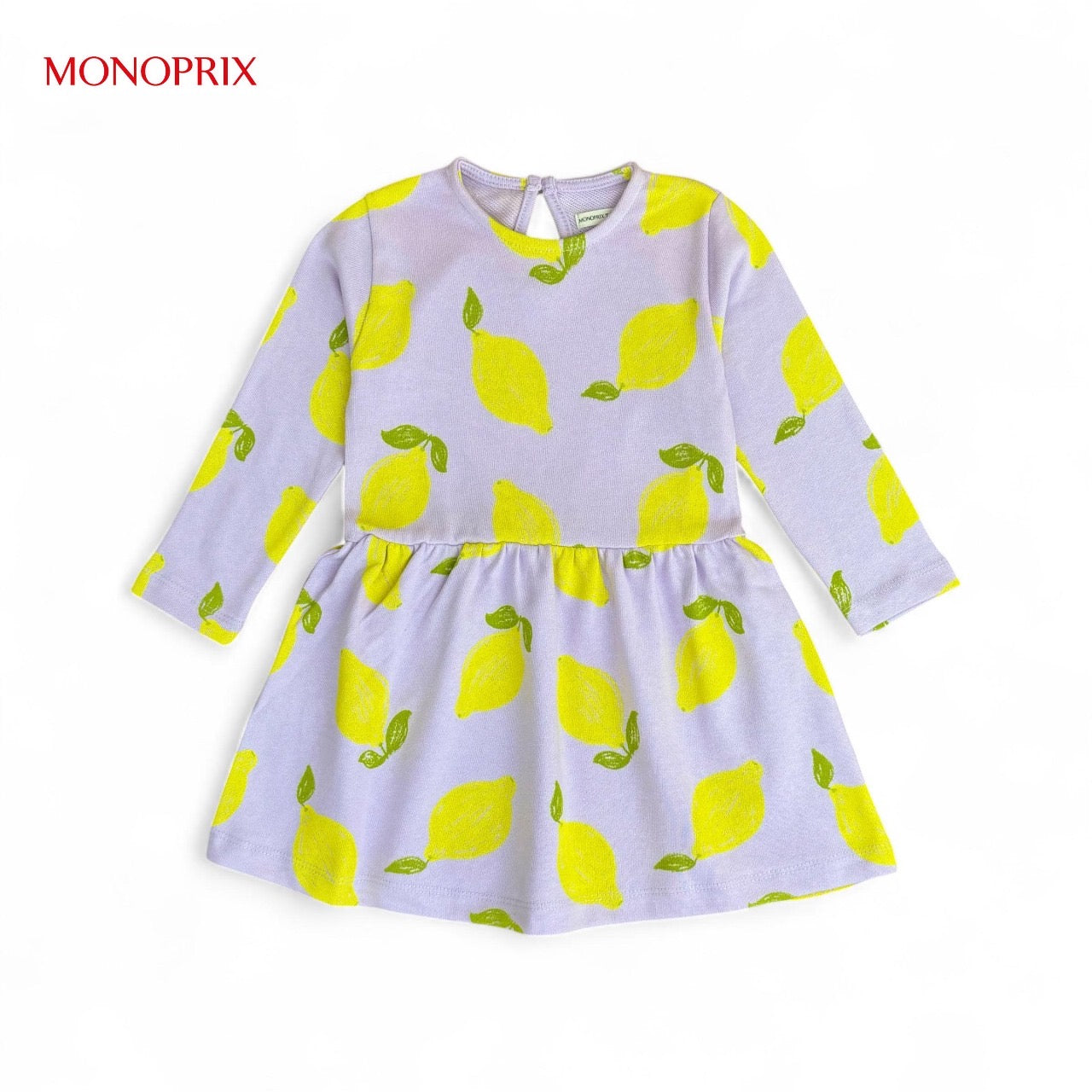 LEMON PRINT LIGHT PURPLE FROCK