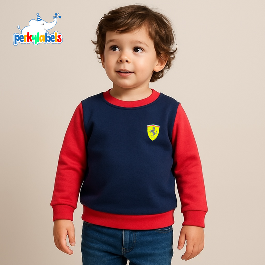 TWO TONE BLUE AND RED SWEATSHIRT