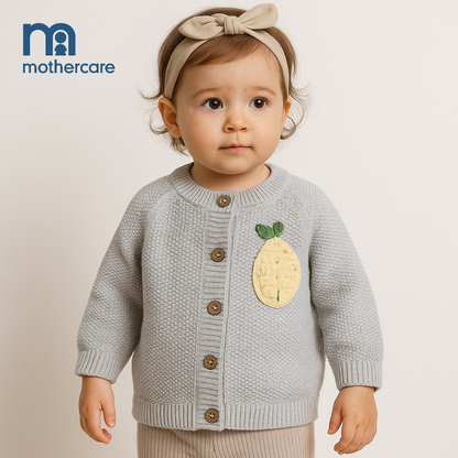 FRUIT EMBROIDERY STYLE BUTTON DOWN SWEATER UNISEX