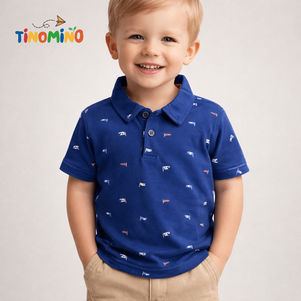 TINOMINO BLUE PRINTED POLO SHIRT