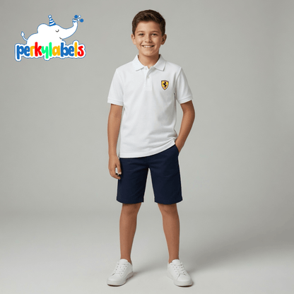 WHITE APPLIQUE POLO SHIRT
