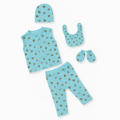 HONEY BEES ALLOVER 5pc SET WITH MITTENS