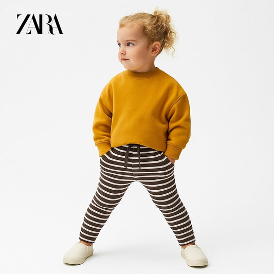 RIBBED CREAM AND BROWN STRIPE TROUSER