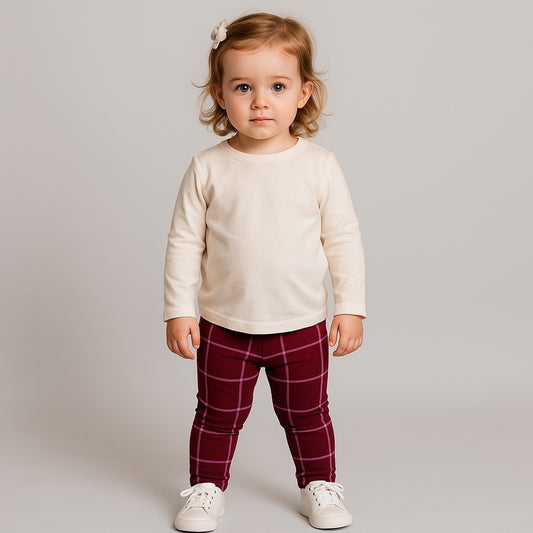 Maroon check leggings