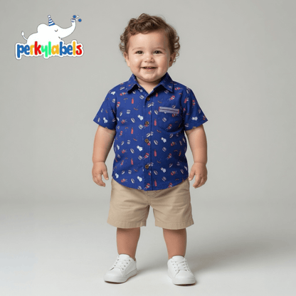 PRINTED BLUE CASUAL SHIRT