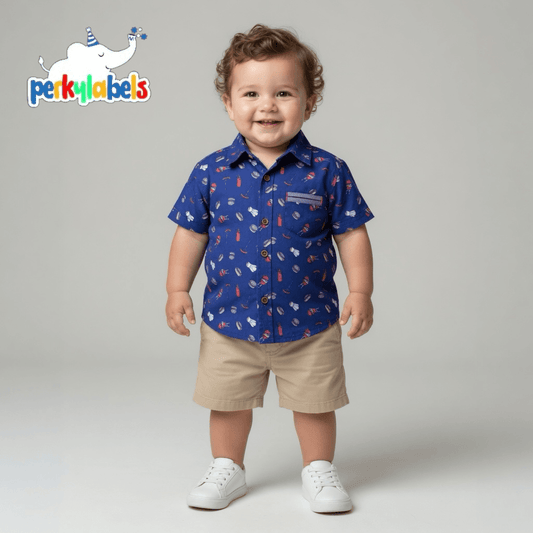 PRINTED BLUE CASUAL SHIRT