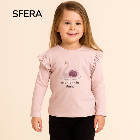 SWAN EMBROIDERY PRINT T-SHIRT