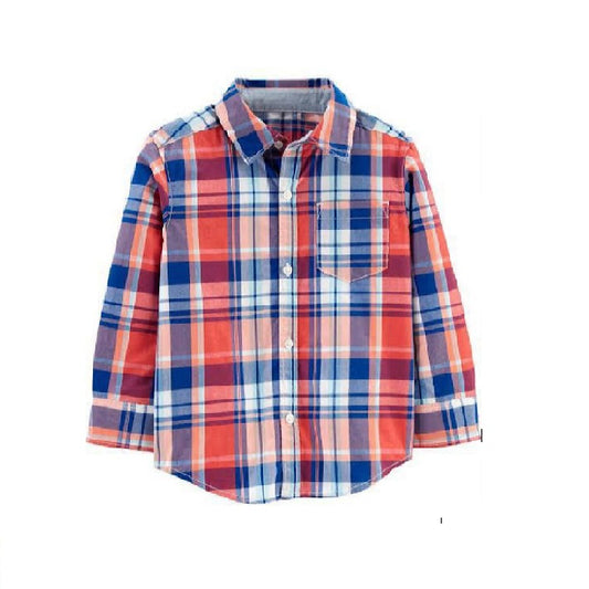 orange check casual shirt