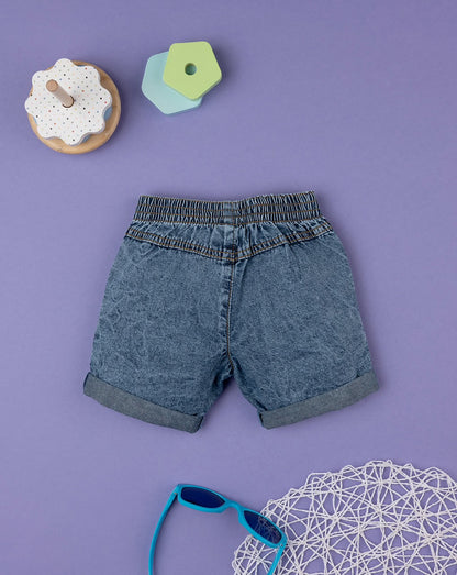 Badge Embroidery Denim Shorts