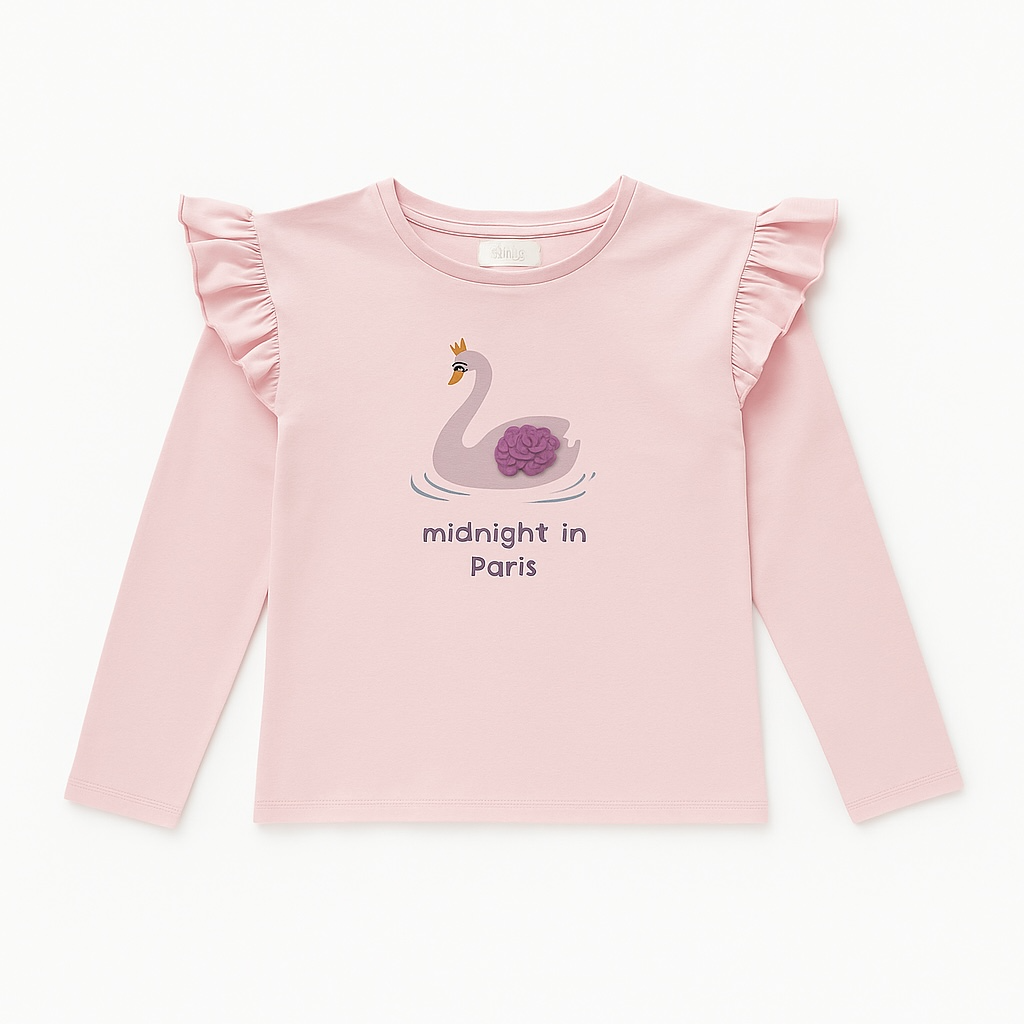 SWAN EMBROIDERY PRINT T-SHIRT