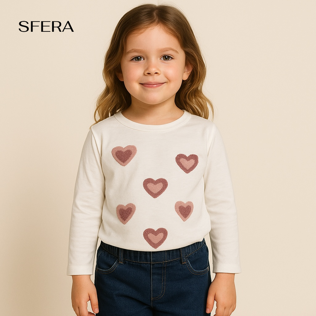 HEART APPLIQUES WHITE T-SHIRT