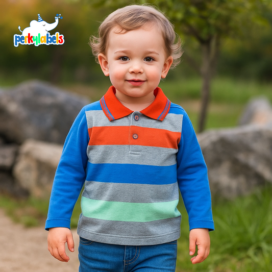 ORANGE GREY STRIPES POLO SHIRT