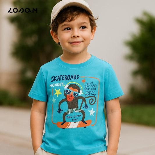 SKATEBOARD MONKEY T-SHIRT BLUE