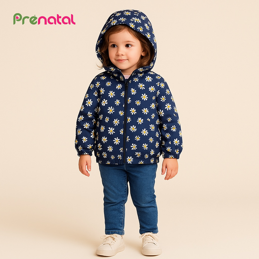 FLORAL PRINTED ZIPPER HOODIE