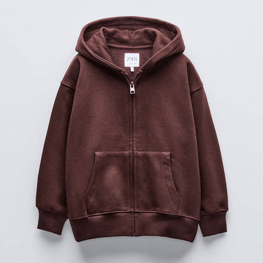 BASIC BROWN ZIPPER HOOD