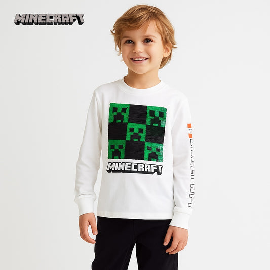 Minecraft white applique t-shirt