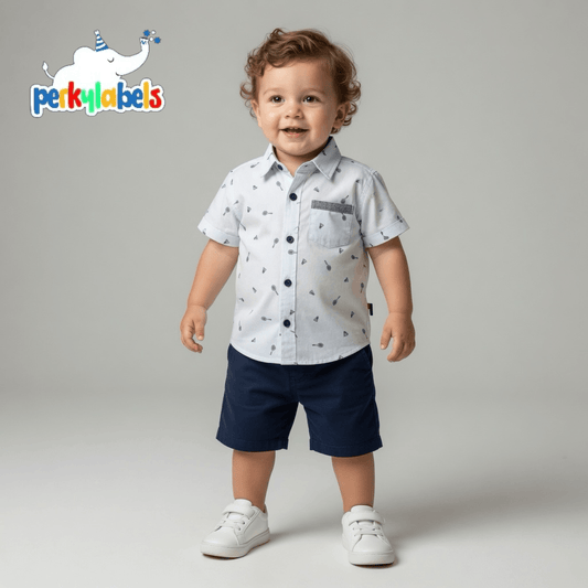 PRINTED LIGHT BLUE CASUAL SHIRT