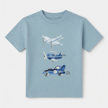 AEROPLANE PRINT LIGHT BLUE T-SHIRT