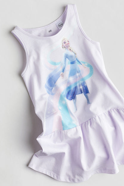 CARTOON CHARACTER LIGHT PURPLE FROCK