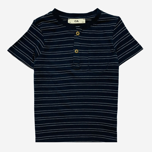 Lining navy blue button t-shirt