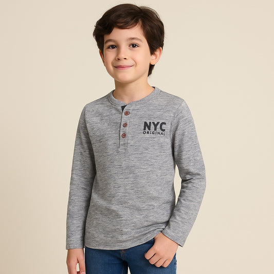 NYC BUTTON DOWN GREY T-SHIRT