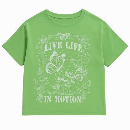 LIVE LIFE IN MOTION GLITTERED T-SHIRT