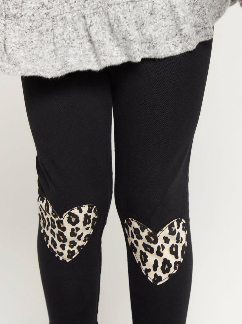 Leopard heart print tights