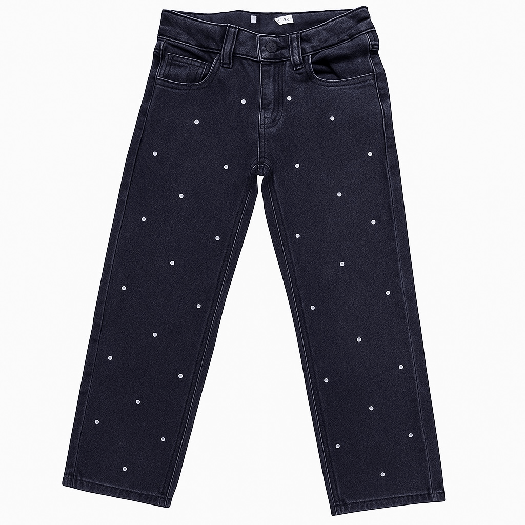 DIAMANTES ALLOVER DENIM PANT